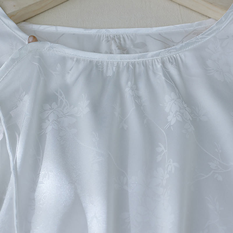 Camicia da donna con maniche a tre quarti, motivo floreale con spacchi, in jacquard tinta unita , Buddha Stones - image 11