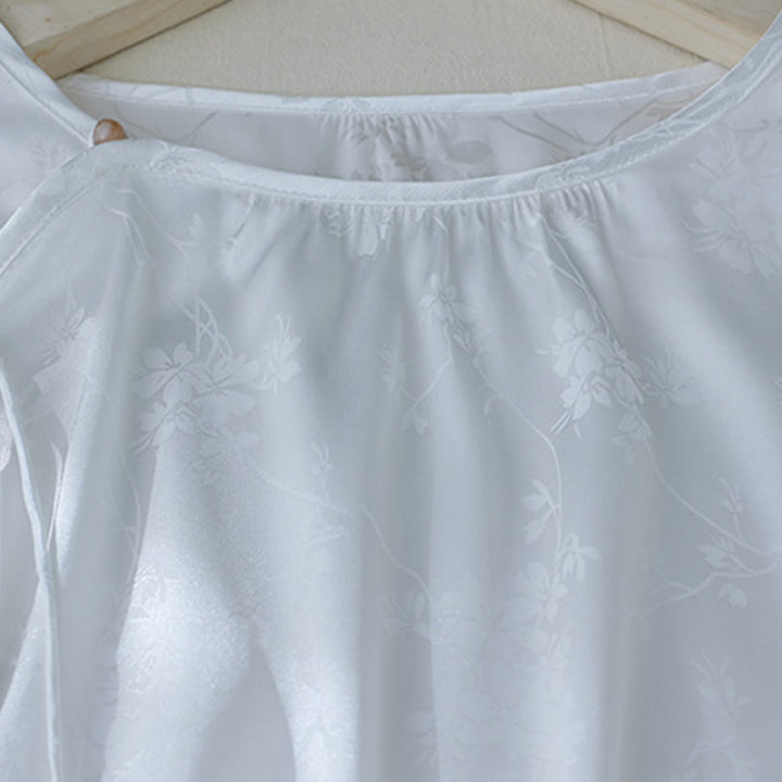 Camicia da donna con maniche a tre quarti, motivo floreale con spacchi, in jacquard tinta unita , Buddha Stones - image 11
