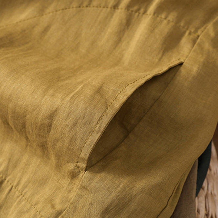 Camicia da donna in cotone e lino con maniche a tre quarti e tasche Buddha Stones Daily - image 17