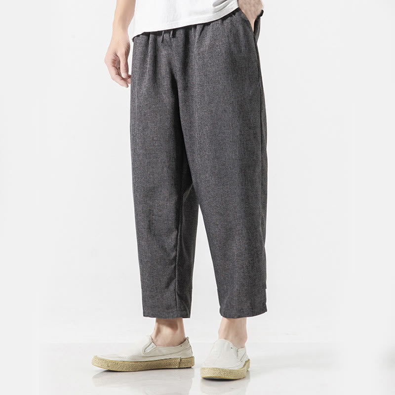 Pantaloni da uomo in cotone e lino con tasche, lunghezza 7-8, Buddha Stones Summer Plain - image 12