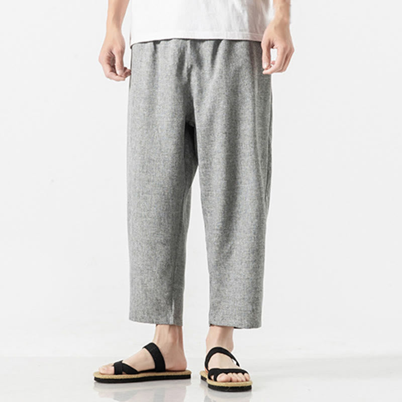 Pantaloni da uomo in cotone e lino con tasche, lunghezza 7-8, Buddha Stones Summer Plain - image 31