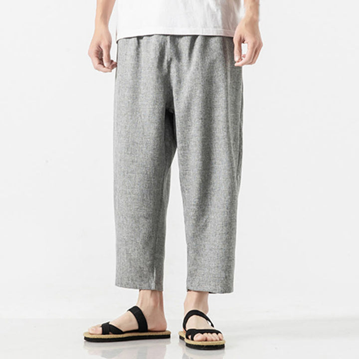 Pantaloni da uomo in cotone e lino con tasche, lunghezza 7-8, Buddha Stones Summer Plain - image 31