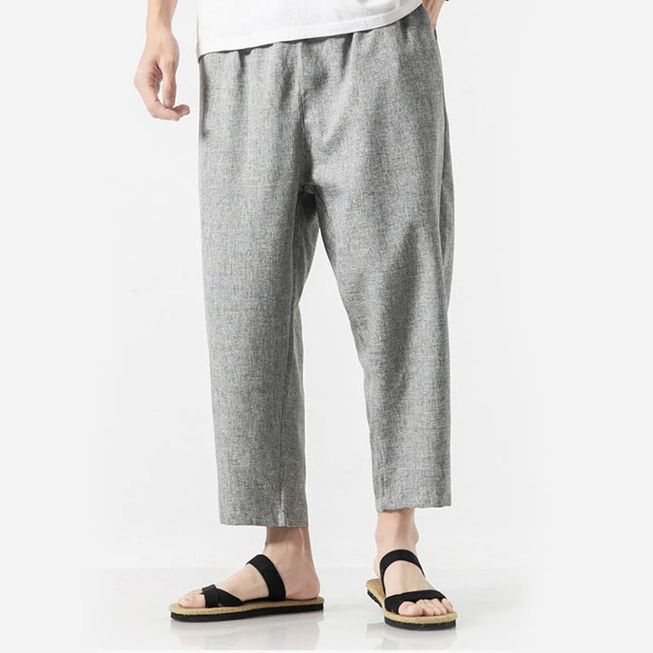 Pantaloni da uomo in cotone e lino con tasche, lunghezza 7-8, Buddha Stones Summer Plain - image 30