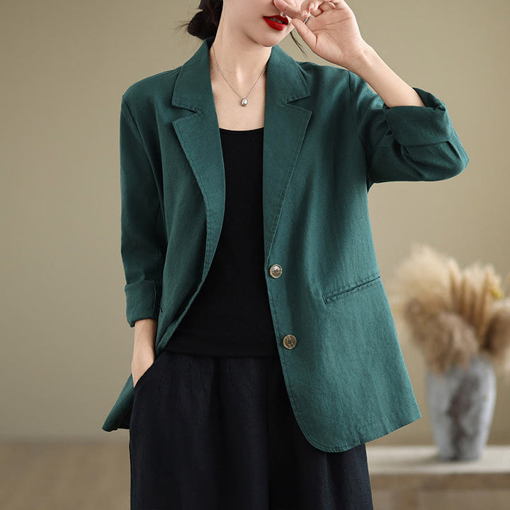Giacca da donna in cotone e lino a maniche lunghe con tasche, tinta unita , Buddha Stones Spring - Verde acqua - US8-10, UK/AU12-14, EU40-42 (2XL) - image 29