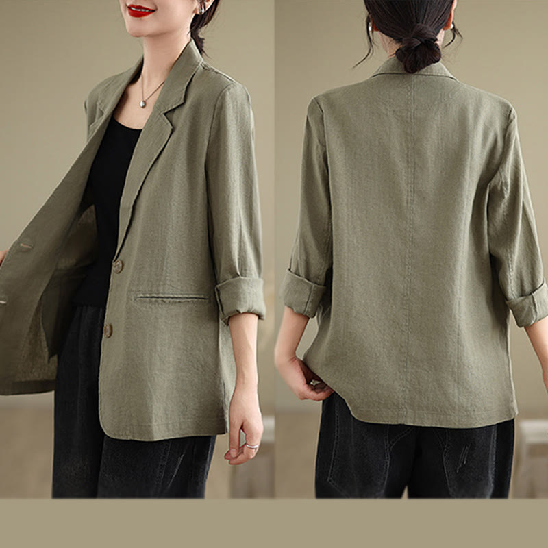 Giacca da donna a maniche lunghe con tasche, tinta unita, con motivo Buddha Stones, ideale per la primavera. - image 27