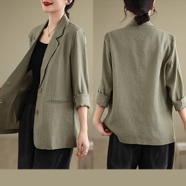 Giacca da donna a maniche lunghe con tasche, tinta unita, con motivo Buddha Stones, ideale per la primavera. - image 27