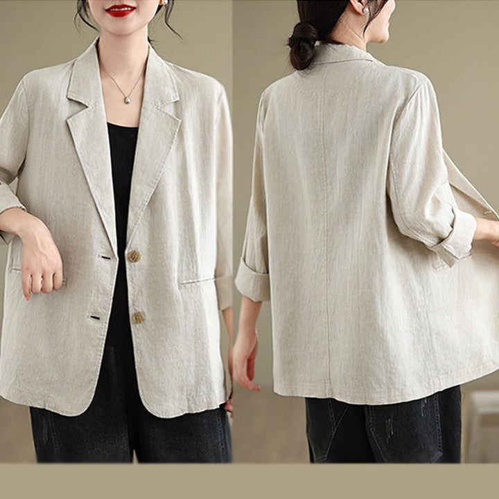 Giacca da donna a maniche lunghe con tasche, tinta unita, con motivo Buddha Stones, ideale per la primavera. - image 6