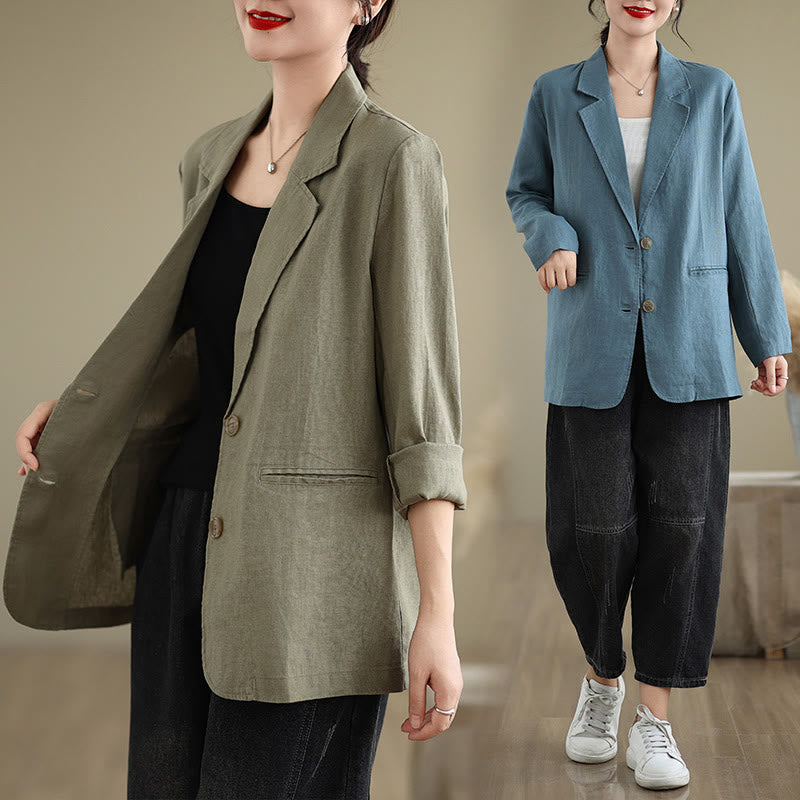 Giacca da donna a maniche lunghe con tasche, tinta unita, con motivo Buddha Stones, ideale per la primavera. - image 34