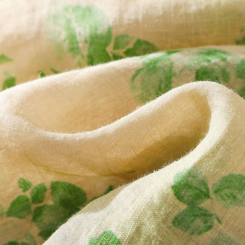 Abito midi in cotone con maniche corte, vita alta, coulisse, bottoni e tasche con stampa Buddha Stones - image 17