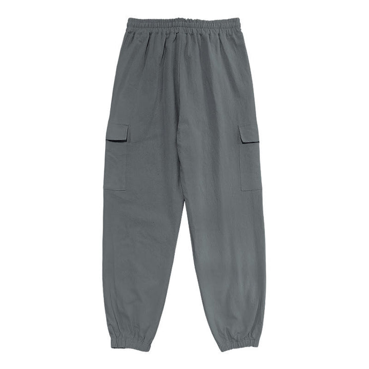 Pantaloni cargo da uomo in lino tinta unita con coulisse e tasche Buddha Stones - image 16