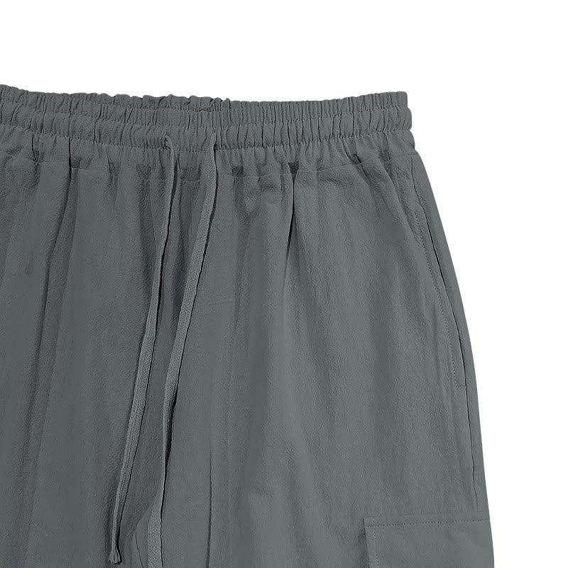 Pantaloni cargo da uomo in lino tinta unita con coulisse e tasche Buddha Stones - image 17