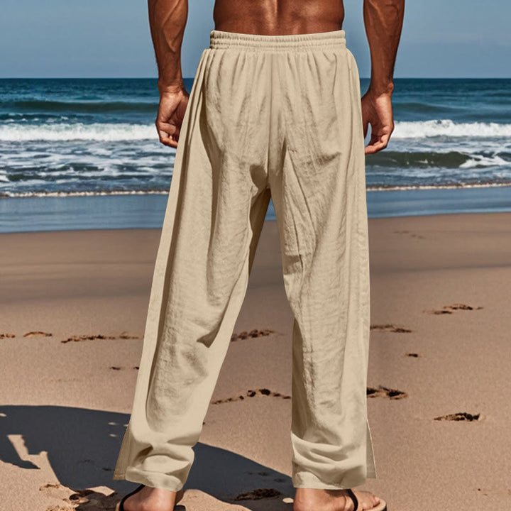 Pantaloni da uomo in cotone con tasche e bottoni laterali in tinta unita con Buddha Stones - image 4