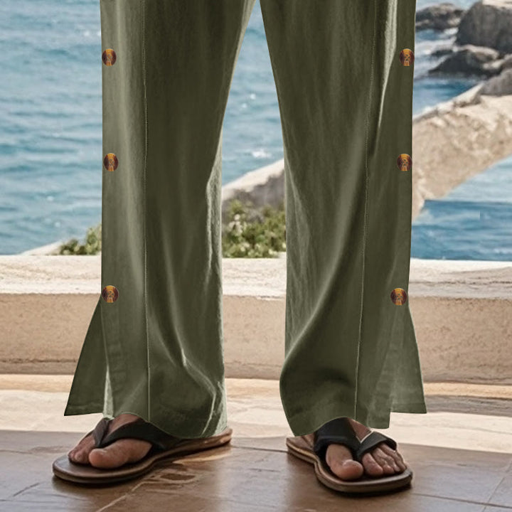 Pantaloni da uomo in cotone con tasche e bottoni laterali in tinta unita con Buddha Stones - image 31