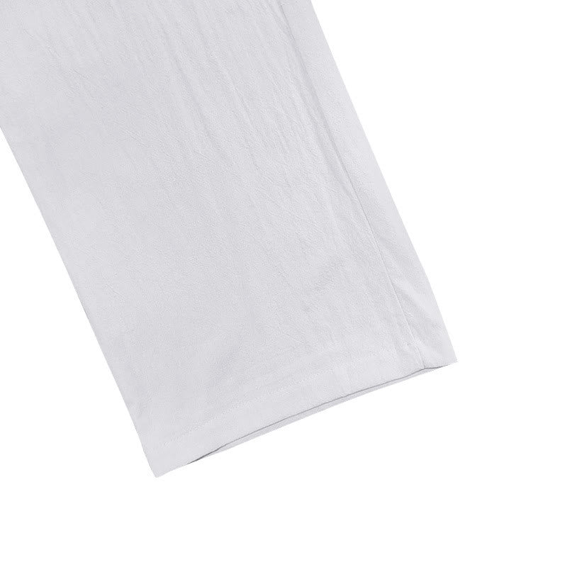 Pantaloni da uomo in cotone casual con bottoni in tinta unita e tasche Buddha Stones - image 4