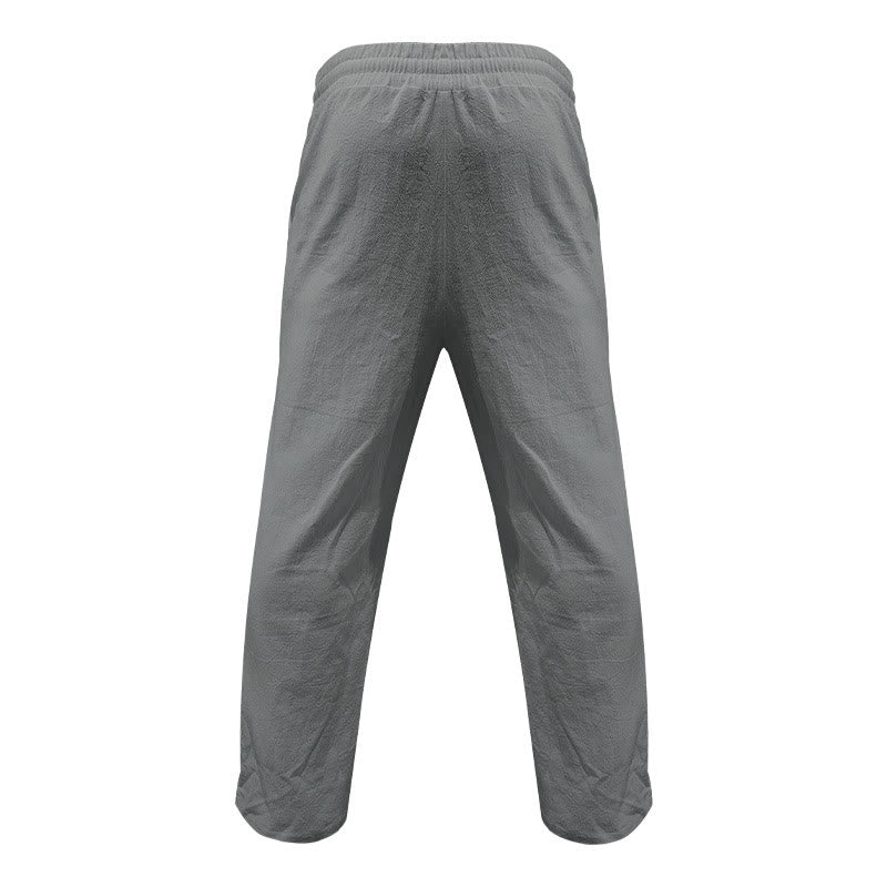Pantaloni da uomo in cotone casual con bottoni in tinta unita e tasche Buddha Stones - image 15