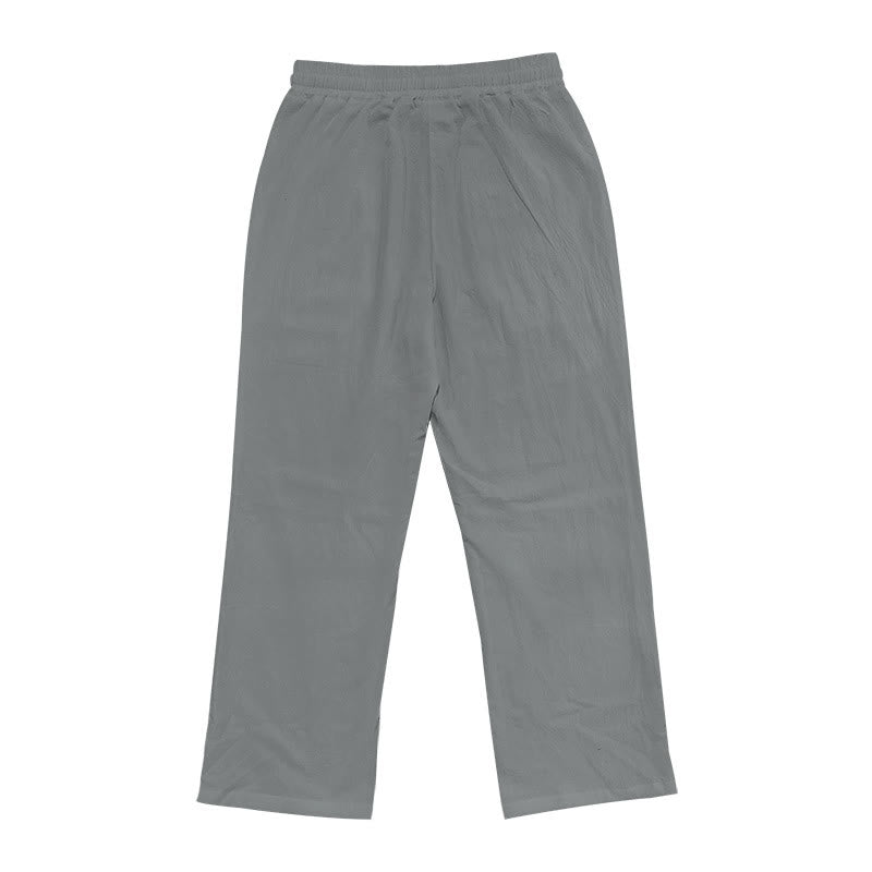Pantaloni da uomo in cotone casual con bottoni in tinta unita e tasche Buddha Stones - image 27