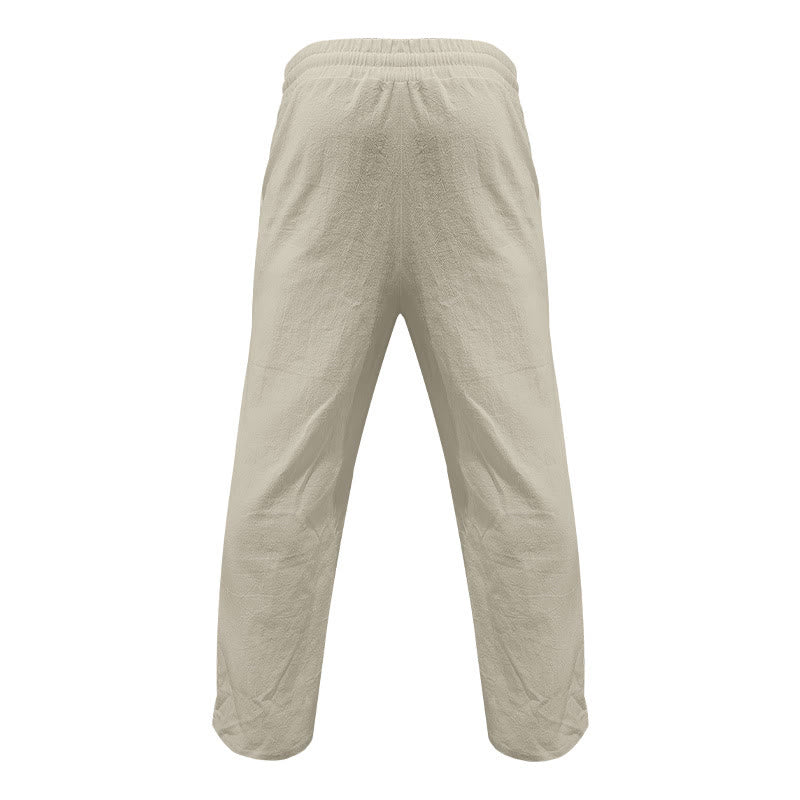 Pantaloni da uomo in cotone casual con bottoni in tinta unita e tasche Buddha Stones - image 19