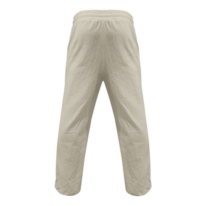 Pantaloni da uomo in cotone casual con bottoni in tinta unita e tasche Buddha Stones - image 19