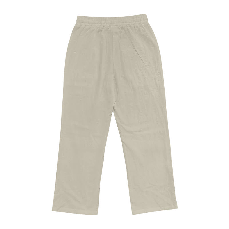 Pantaloni da uomo in cotone casual con bottoni in tinta unita e tasche Buddha Stones - image 35
