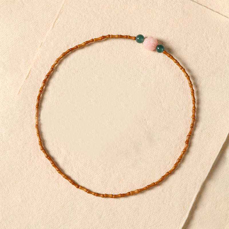 Buddha Stones Bracciale doppio cerchio ultra sottile con noccioli di oliva e loto per la forza interiore - image 3