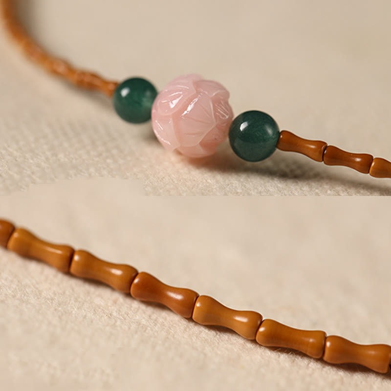 Buddha Stones Bracciale doppio cerchio ultra sottile con noccioli di oliva e loto per la forza interiore - image 8
