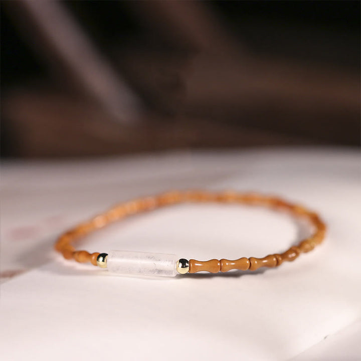 Bracciale della pace con noccioli di oliva ultra-fini Buddha Stones - Nocciolo di oliva e cristallo bianco (circonferenza del polso: 14-16 cm) - image 19