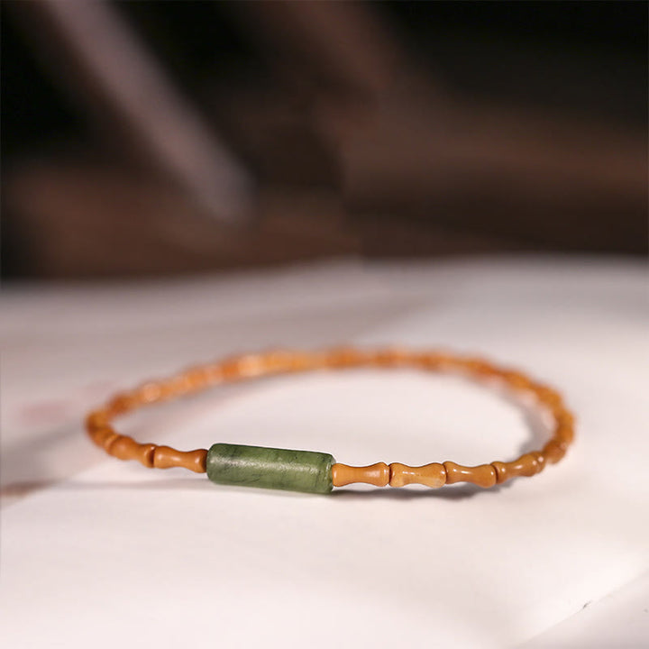 Bracciale della pace con noccioli di oliva ultra-fini Buddha Stones - Nocciolo di oliva e pietra verde (circonferenza del polso: 14-16 cm) - image 12