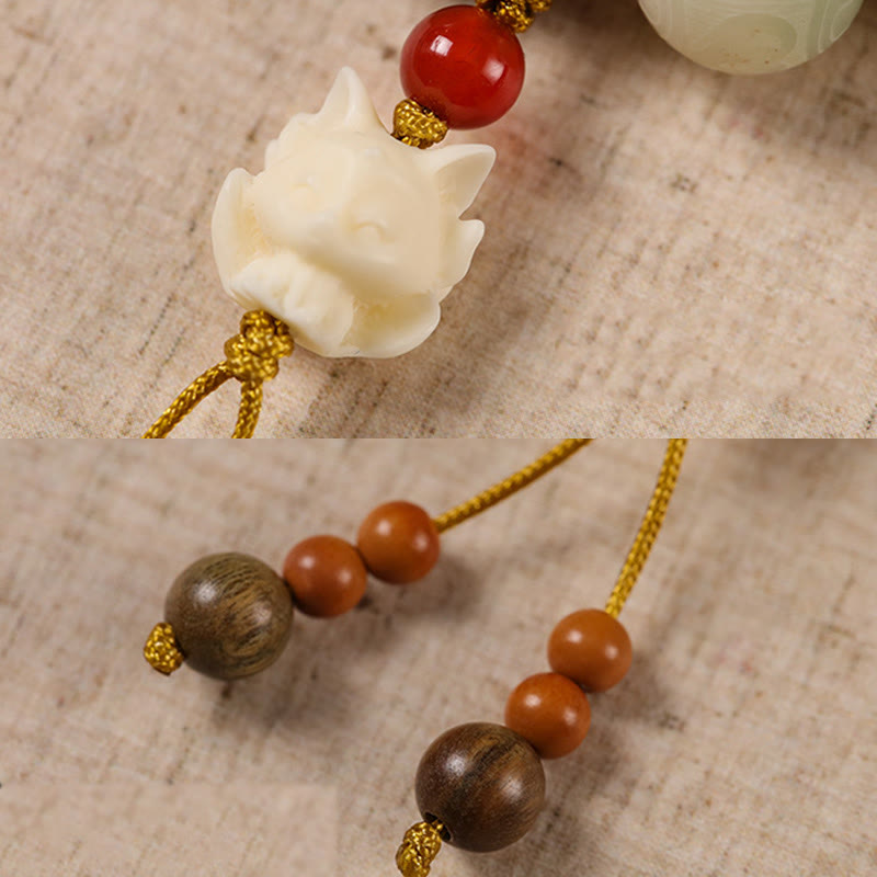 Bracciale della pace in zakiram intagliato con Buddha Stones e semi di Bodhi sfumati, Om Mani Padme Hum - image 16