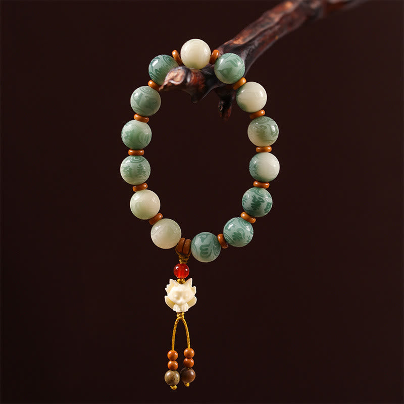 Bracciale della pace in zakiram intagliato con Buddha Stones e semi di Bodhi sfumati, Om Mani Padme Hum - image 12
