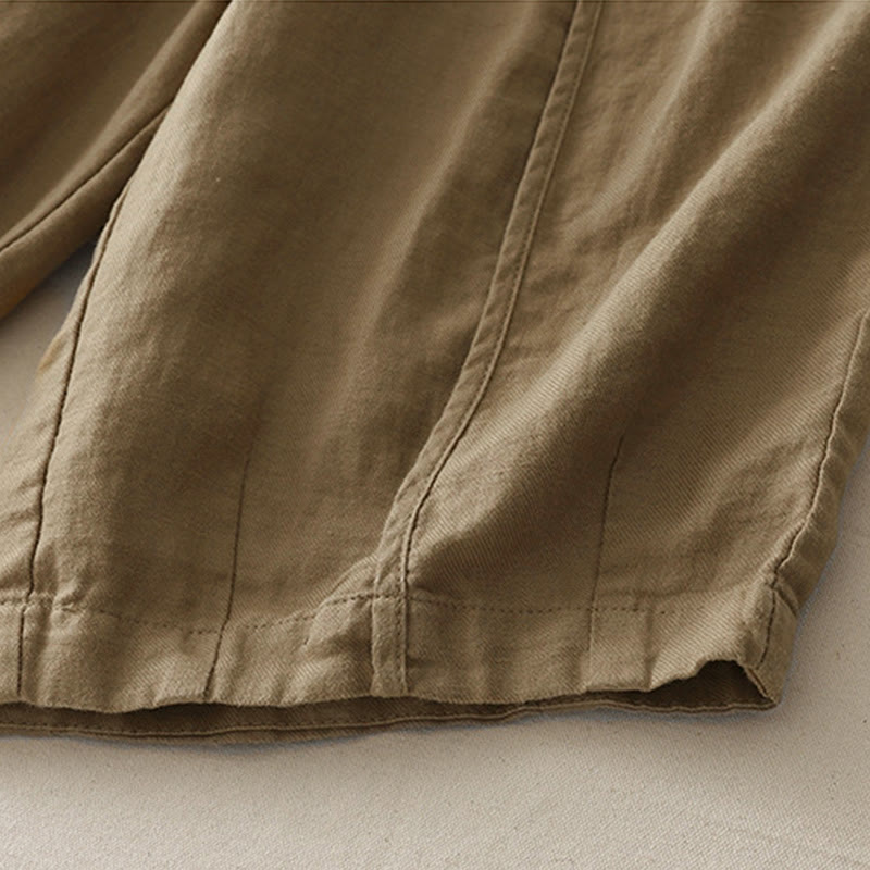 Pantaloni larghi da donna in poliestere, con tasche, lunghezza 7-8, tinta unita, stile casual , Buddha Stones