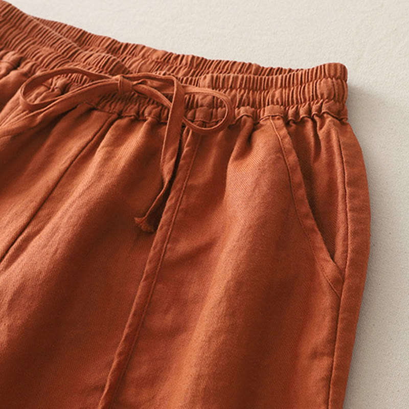 Pantaloni larghi da donna in poliestere, con tasche, lunghezza 7-8, tinta unita, stile casual , Buddha Stones