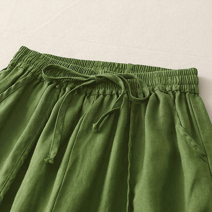 Pantaloni larghi da donna in poliestere, con tasche, lunghezza 7-8, tinta unita, stile casual , Buddha Stones
