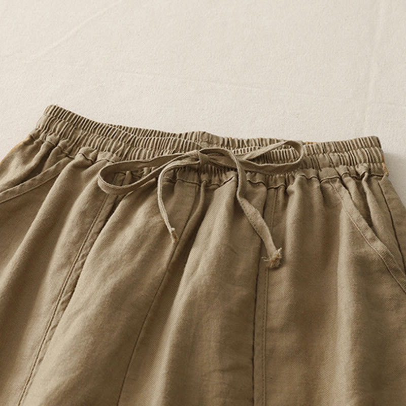 Pantaloni larghi da donna in poliestere, con tasche, lunghezza 7-8, tinta unita, stile casual , Buddha Stones