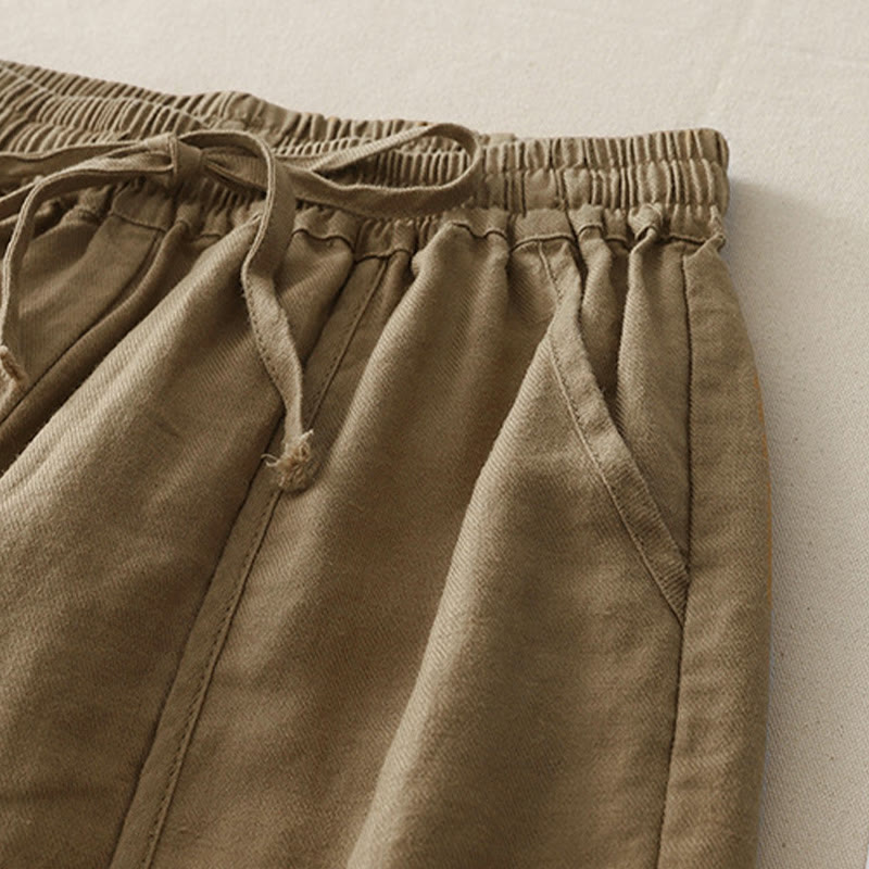 Pantaloni larghi da donna in poliestere, con tasche, lunghezza 7-8, tinta unita, stile casual , Buddha Stones