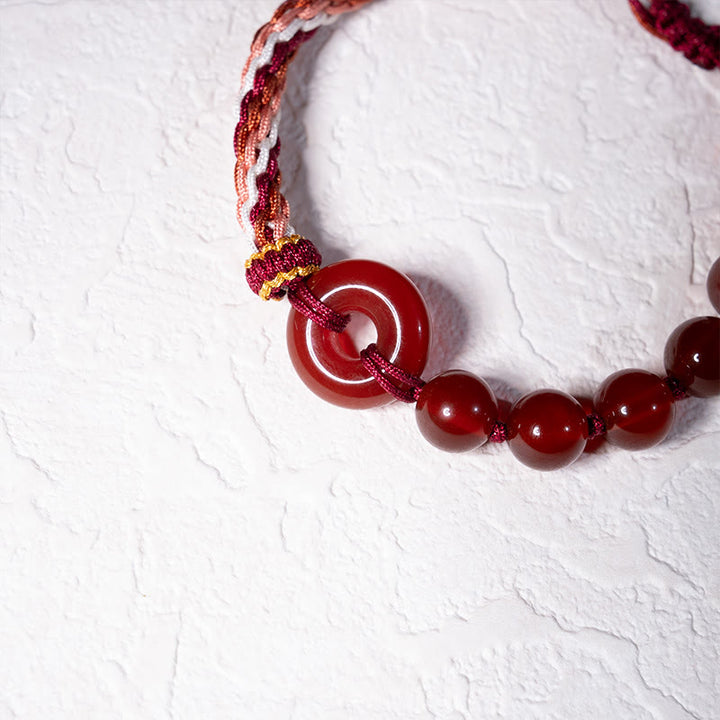 Braccialetto in corda rossa con fibbia della pace in agata rossa naturale Buddha Stones - image 5