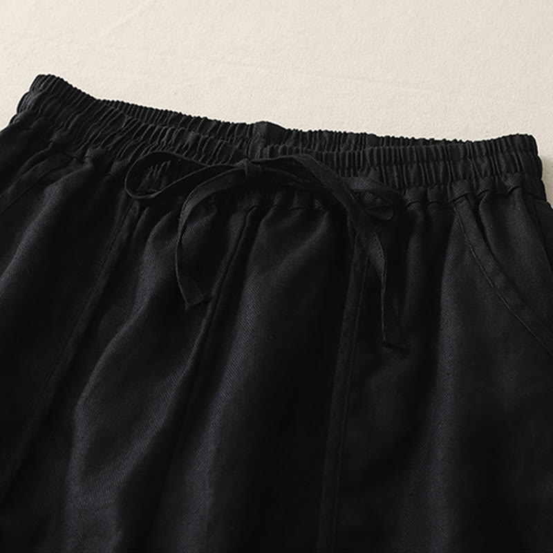 Pantaloni larghi da donna in poliestere, con tasche, lunghezza 7-8, tinta unita, stile casual , Buddha Stones
