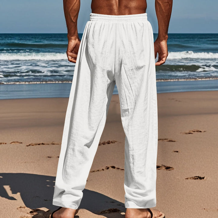 Pantaloni da uomo in cotone con tasche, coulisse e bottoni tinta unita con Buddha Stones - image 10