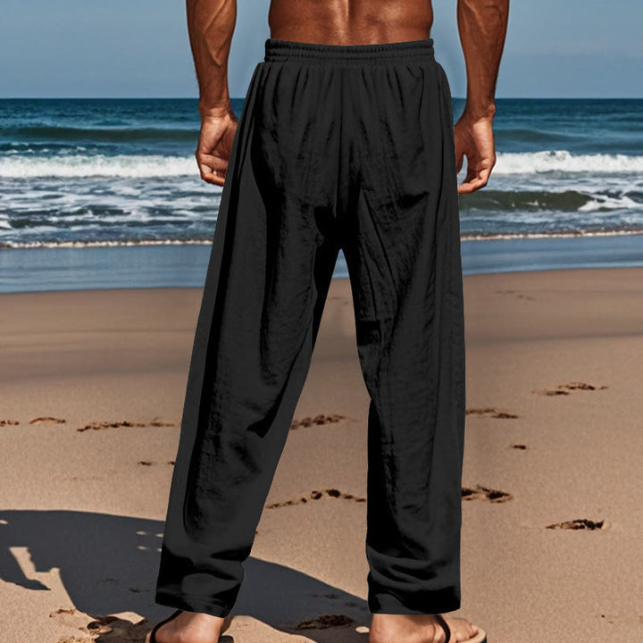 Pantaloni da uomo in cotone con tasche, coulisse e bottoni tinta unita con Buddha Stones - image 17