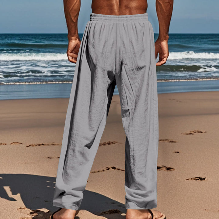 Pantaloni da uomo in cotone con tasche, coulisse e bottoni tinta unita con Buddha Stones - image 23