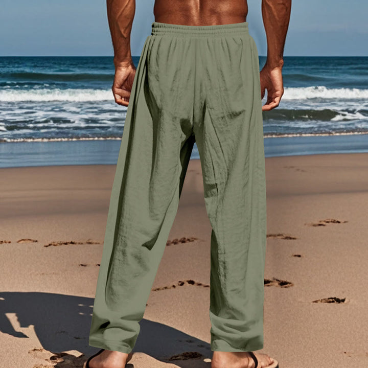 Pantaloni da uomo in cotone con tasche, coulisse e bottoni tinta unita con Buddha Stones - image 29