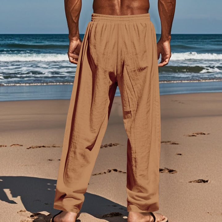 Pantaloni da uomo in cotone con tasche, coulisse e bottoni tinta unita con Buddha Stones - image 50