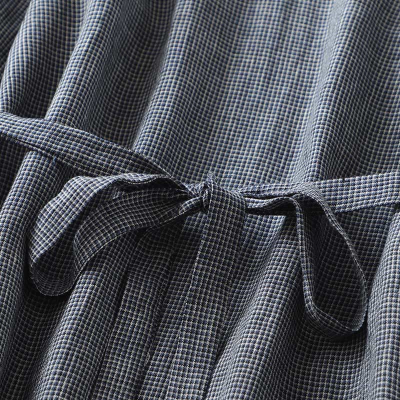 Abito midi in lino e cotone con maniche a mezza manica, con lacci e tasche, modello Buddha Stones Commute, blu notte - image 7