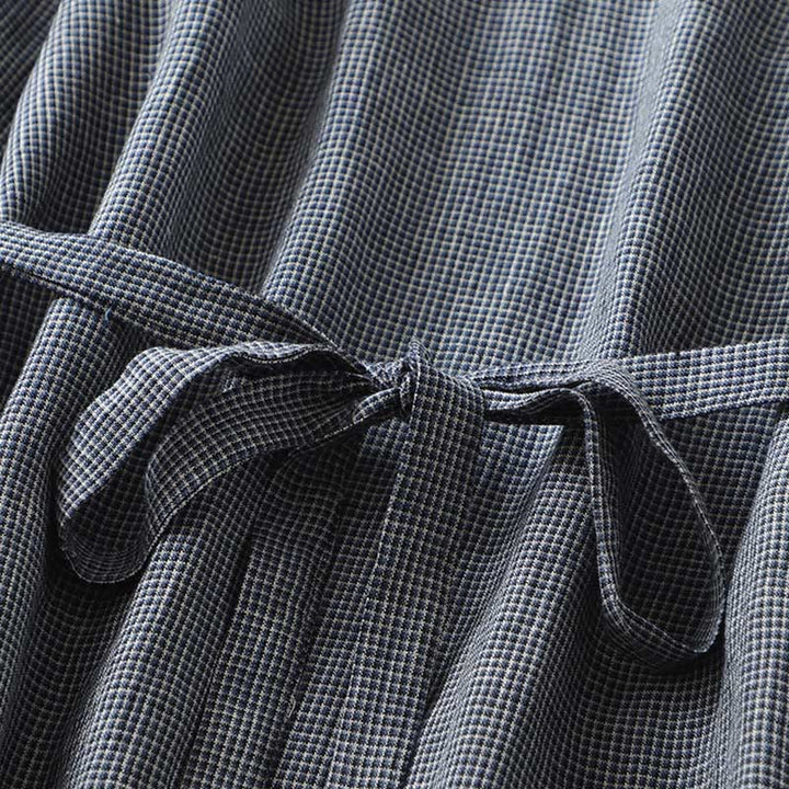 Abito midi in lino e cotone con maniche a mezza manica, con lacci e tasche, modello Buddha Stones Commute, blu notte - image 7