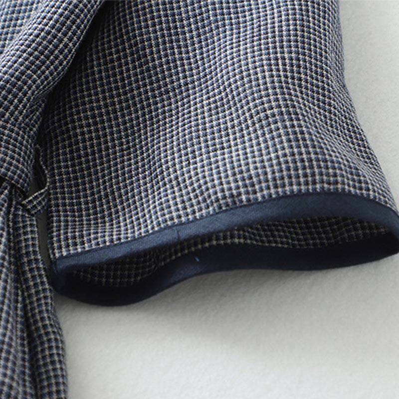 Abito midi in lino e cotone con maniche a mezza manica, con lacci e tasche, modello Buddha Stones Commute, blu notte - image 6