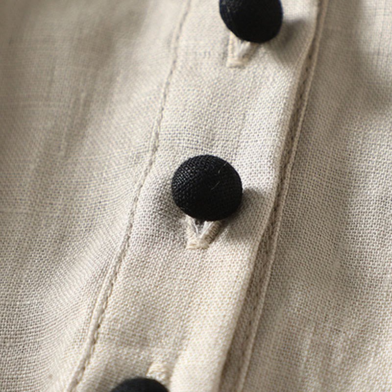 Cappotto da donna in cotone e lino con maniche lunghe e tasche, con bottoni Buddha Stones - image 7