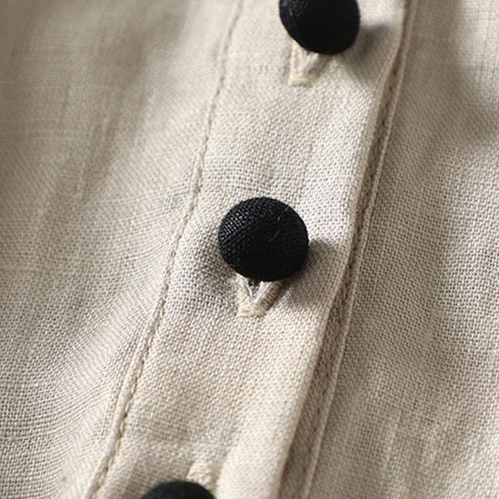 Cappotto da donna in cotone e lino con maniche lunghe e tasche, con bottoni Buddha Stones - image 7