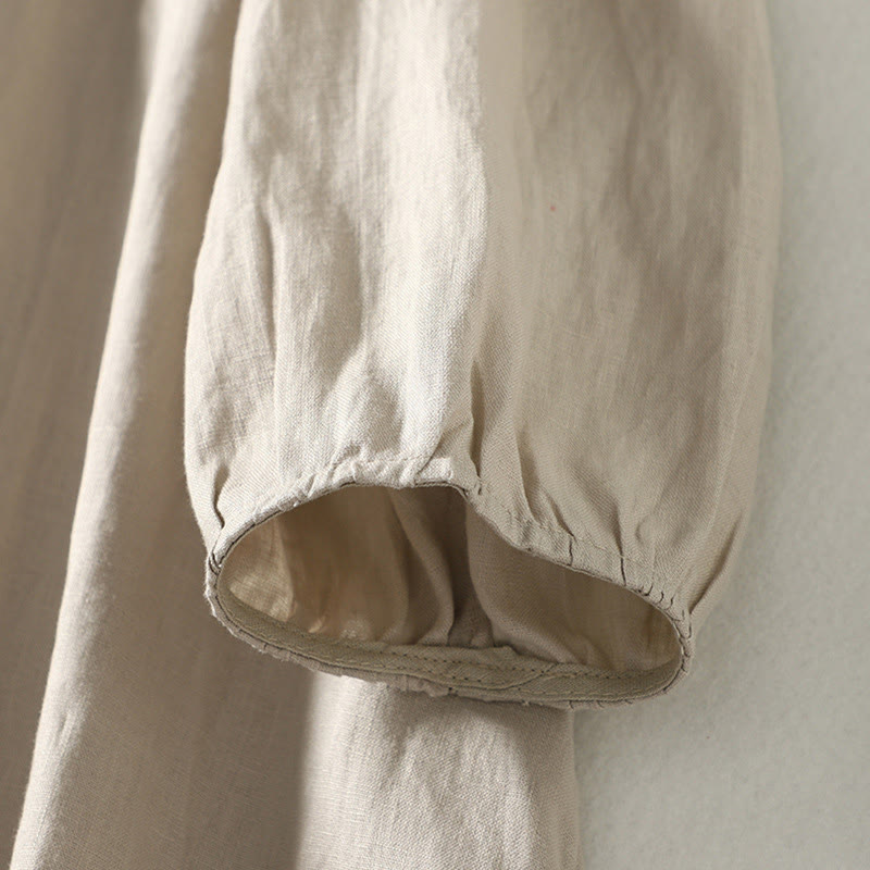 Cappotto da donna in cotone e lino con maniche lunghe e tasche, con bottoni Buddha Stones - image 11