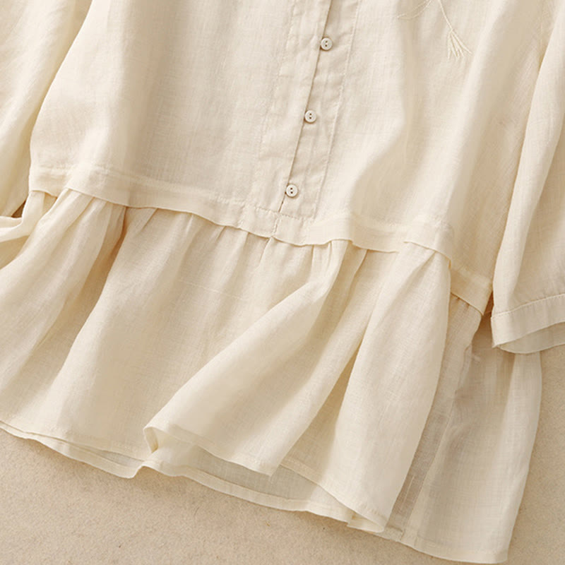 Camicia da donna in cotone con maniche a tre quarti, motivo Buddha Stones ricamato con bottoni sul davanti - image 20