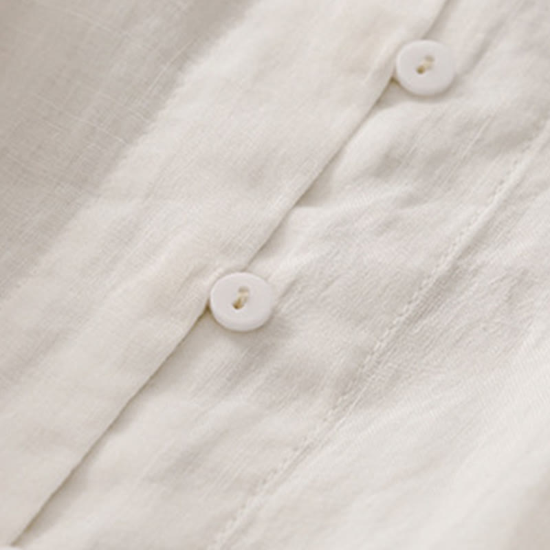 Camicia da donna in cotone con maniche a tre quarti, motivo Buddha Stones ricamato con bottoni sul davanti - image 9