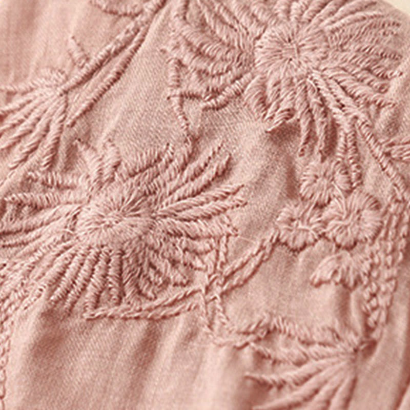 Camicia da donna in cotone con maniche a tre quarti e bottoni frontali ricamati con Buddha Stones  - image 26